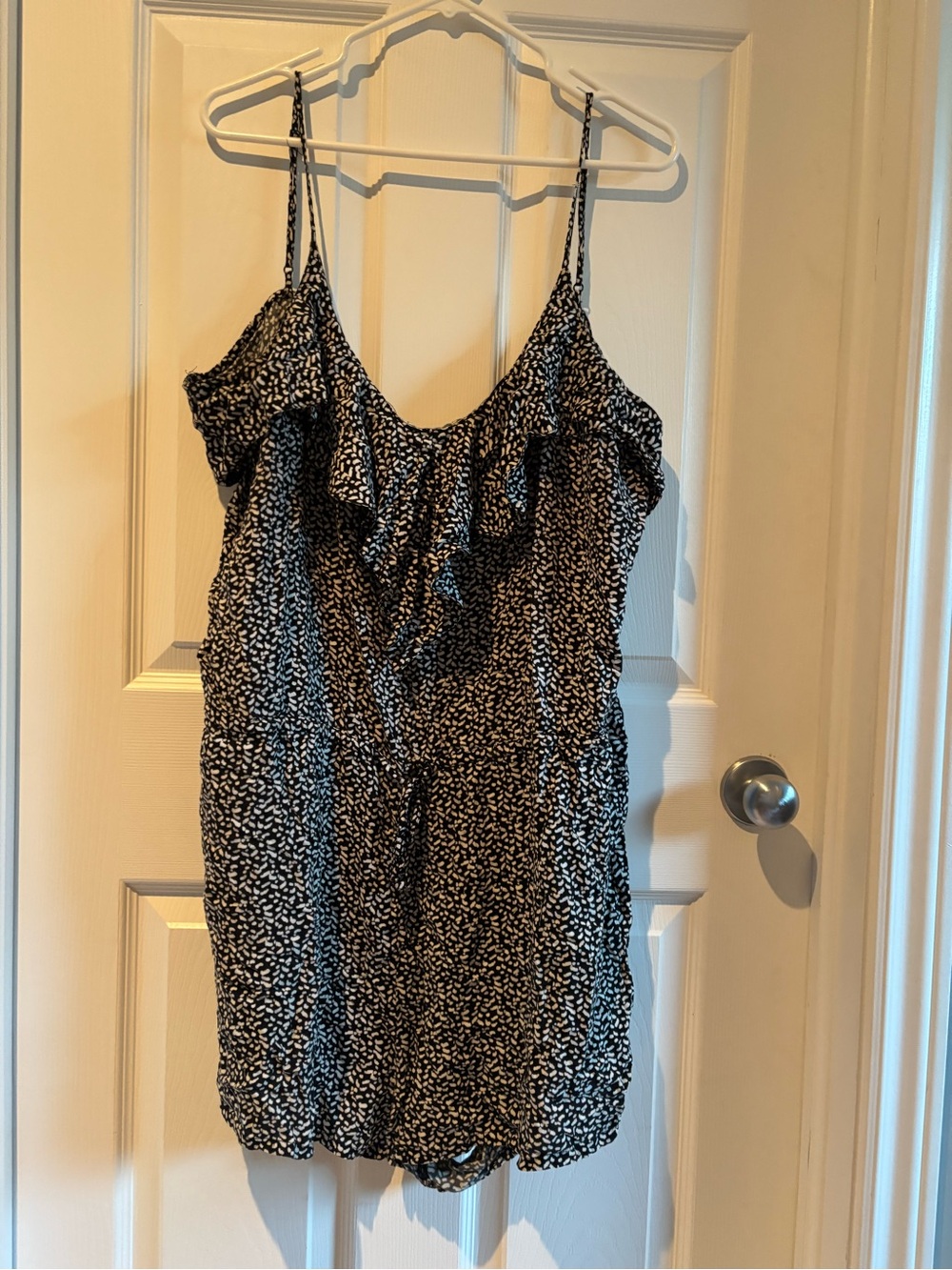 GAP Black & White Printed Ruffle Romper
